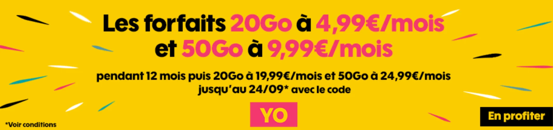 Sosh パッケージ プロモーションの最終日: 月額 4.99 ユーロで 20 GB + 無制限、月額 9.99 ユーロで 50 GB
