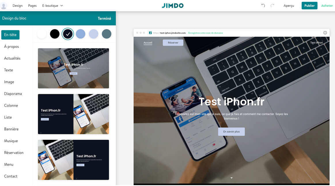 Editeur web Jimdo