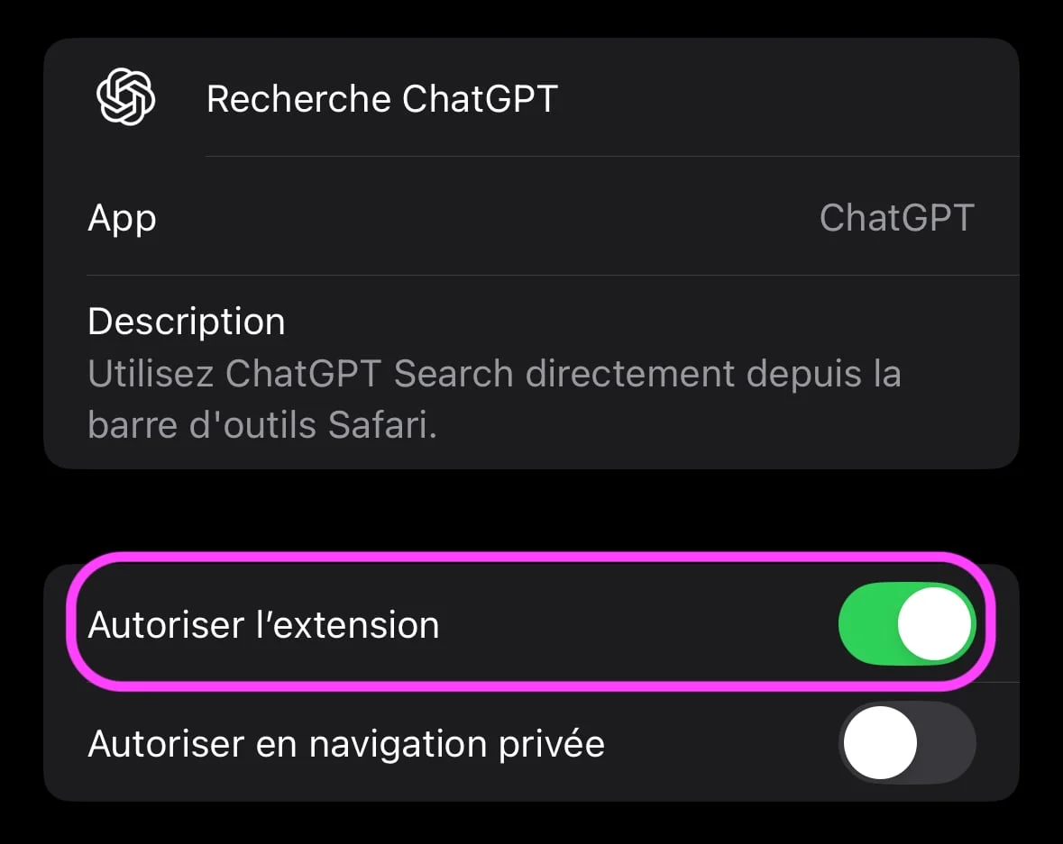 Autoriser extension