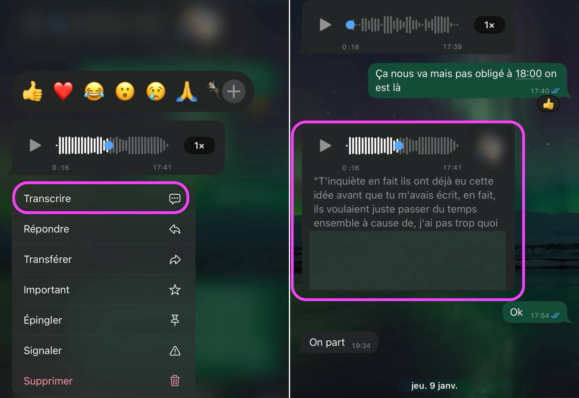WhatsApp transcription audio to text